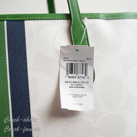 NWT Coach CBI79 City Tote & CBP19 Corner Zip Wristlet In Signature Canvas *SET* - Picture 7 of 15